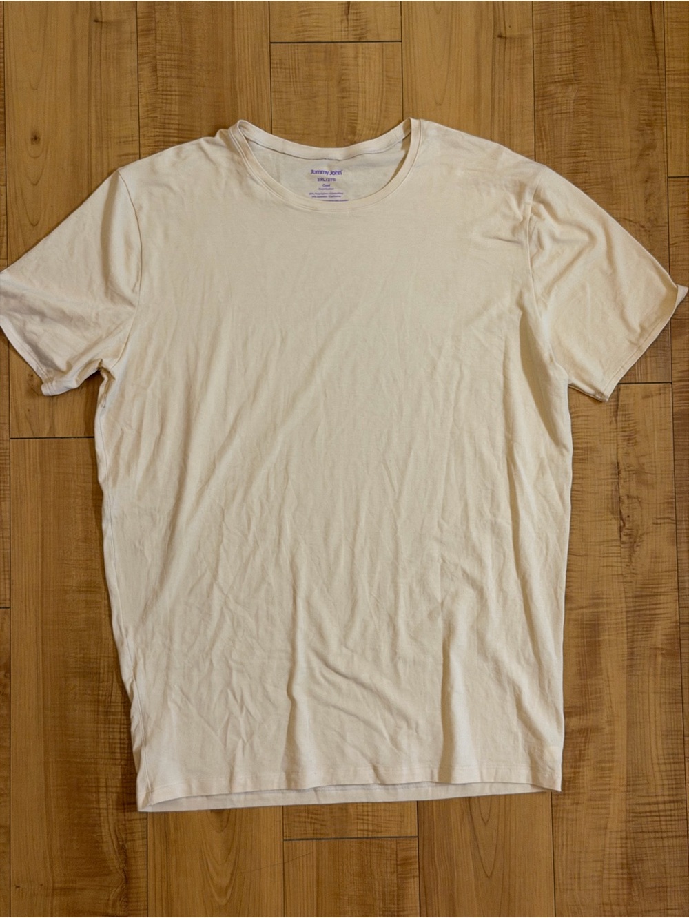 Tommy John Cool Cotton Crew Neck T-Shirt Men’s 2XL Pima Cotton Stretch Ivory